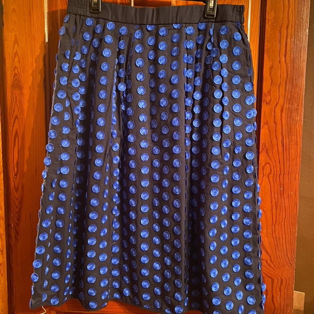 J. Crew Black and Blue Polka Dot Skirt
